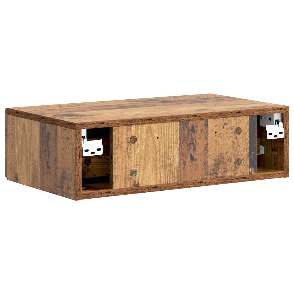 Wall Mounted Side Table Reclaimed Wood Look 59 x 34.5 x 17 cm