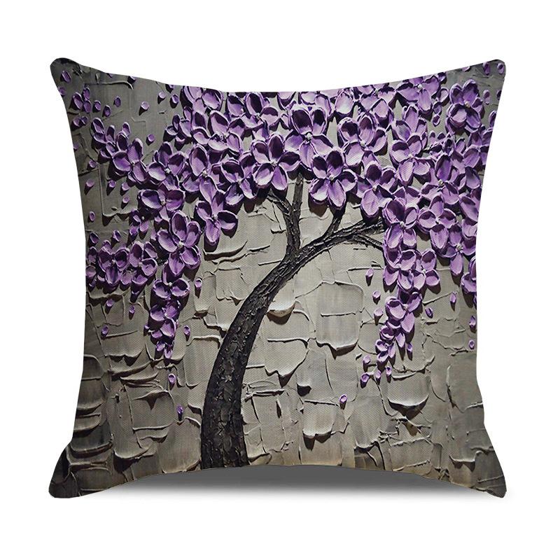 Nordic Home Furnishings Oil Painting Tree Pillow Cover Cartoon Pillow Linen Sofa Cushion Cover New Home Furnishing