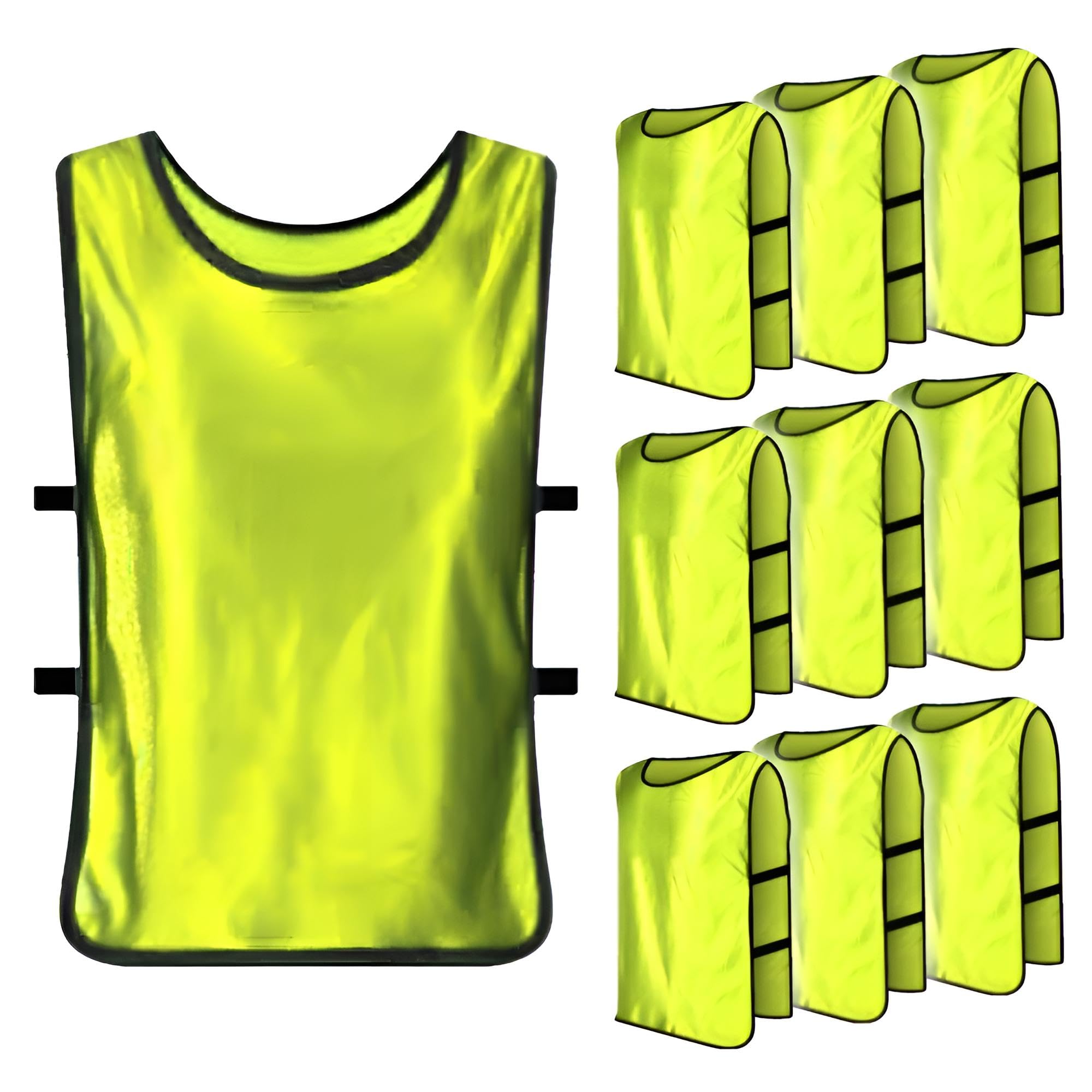 

[ZERONOWA] Adult Bibs, Plain, 10-Pack, Unisex, for Events, Sports, Practice Matches, and Athletic Meets (Yellow)