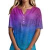 Women's T Shirt Tee Print Button Short Sleeve Daily Weekend Fashion Basic V, Neck Regular Top