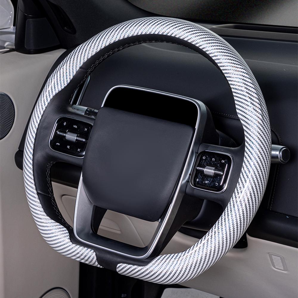 Steering Size 36-38cm Universal Non-slip D-shaped Round Breathable Car Steering Wheel Cover Protector Suitable Auto Accessories