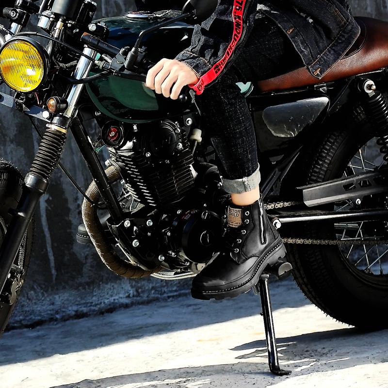 Newest Luxury Mens Snow Boots Genuine Leather Punk Shoes Winter Warm Plush Motorcycle Male Footwear Military Tactical Boots For Man