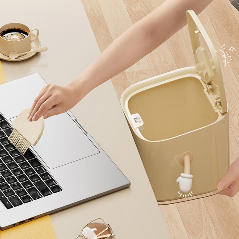 Space Saving Mini Trash Bin for Desk Press To Open Lid Plastic for Home and Office