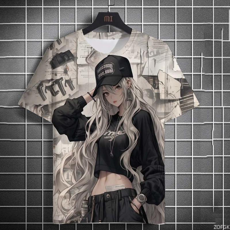 Sexy Anime Mädchen 3D-Druck T-Shirt Tops Herren Damen Mode Sport Übergröße Tops T-Shirts Sexy Mädchen Sommer T-Shirt Kinderbekleidung