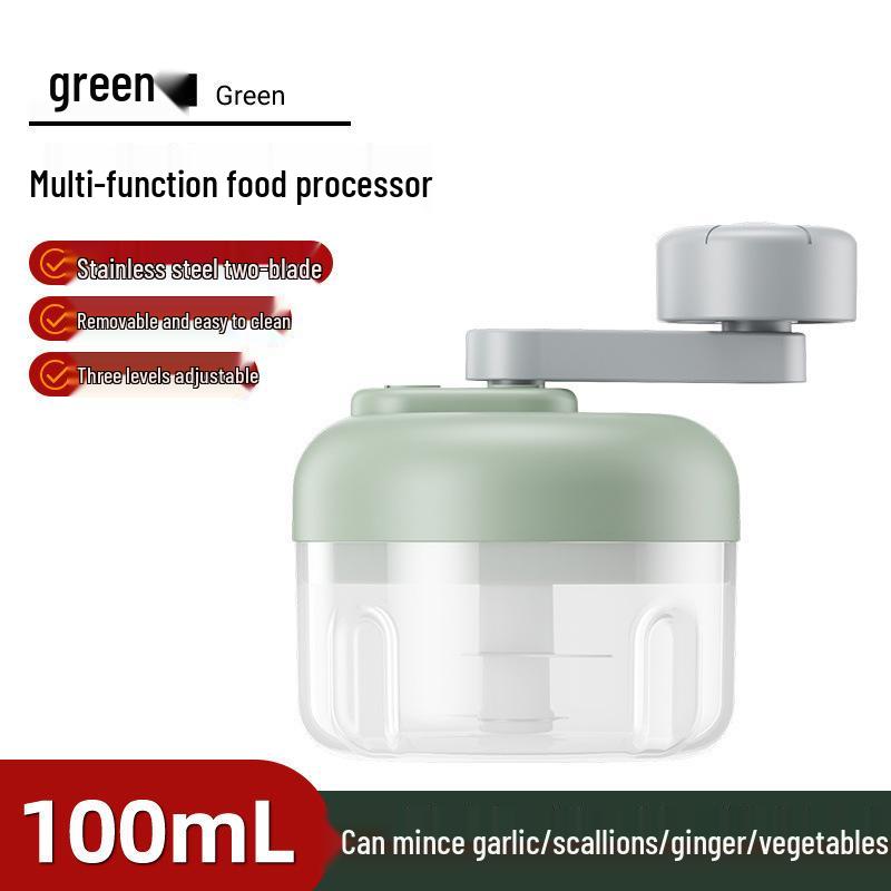 Compact Hand-Crank Garlic & Meat Grinder: Manual Pull-Type Chopper & Mincer