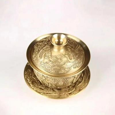 Set Sută Binecuvântări din Alamă Dragon și Phoenix Bol de Ceai din Cupru Ustensile de Cupru pentru Casă High-e