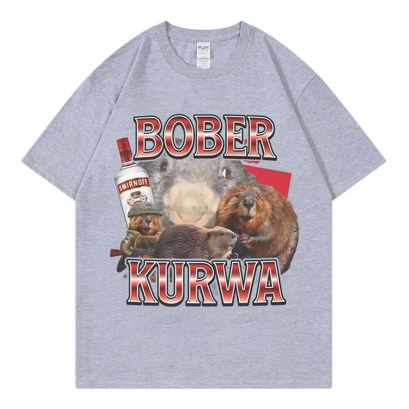 Bober Kurwa Fun Mouse Meme T-shirt, Vintage Harajuku Y2k T-shirt Casual, Fashionable and Comfortable Summer Print T-shirt