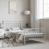 Vidaxl Metal Bed Frame with Headboard and Footboard, White, 100X200 Cm