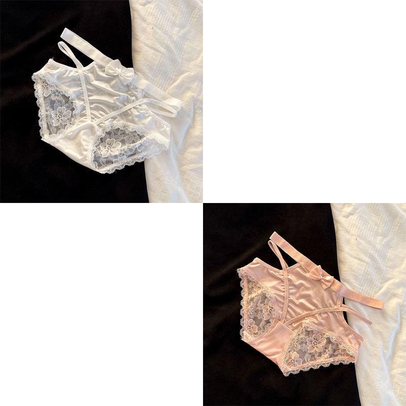 Lace Satin Low Waist Women's Briefs - Sexy French Style with Thin Straps