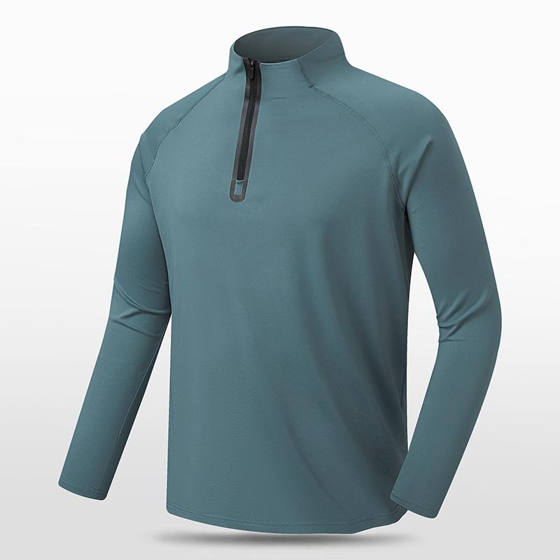 Spring and Autumn Quick Dry Clothes Men's Outdoor Fitness Warm Casual Sports T-shirt Long Sleeve Stand Collar Fashion Slim Body Clothes