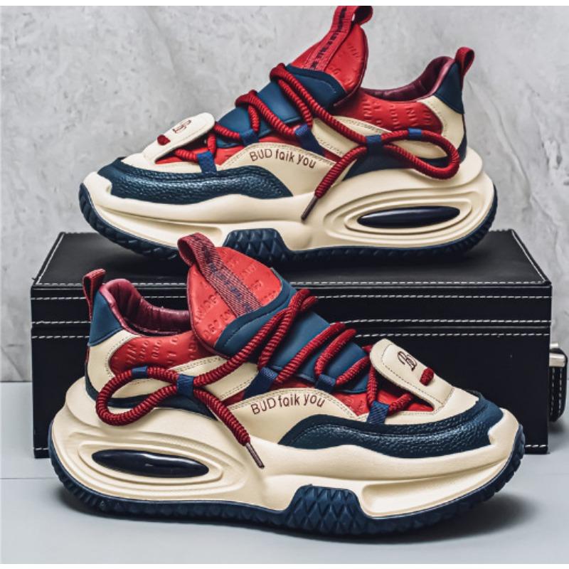 Fashion Spring Luxury Menh Sneakers Men's Thick Bottomed Casual Leather Face Student Sports Shoes Broadcast Trainers Men Running Shoes