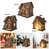 Light up rustic, illuminated Christmas wooden house for home table celebration