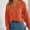 V Neck Women Winter Autumn Casual Long Sleeve Knit Sweater