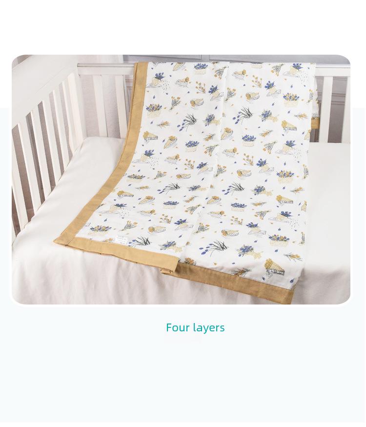 Digital Print Bamboo Cotton Baby Blanket - Four-Layer Gauze Anti-Kick Quilt for Newborns