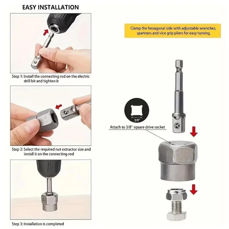 Set de 14 piese Chei tubulară de impact deteriorate, Extractor și Îndepărtător de piulițe și șuruburi - Extractoare din oțel crom-molibden cu cutie de depozitare