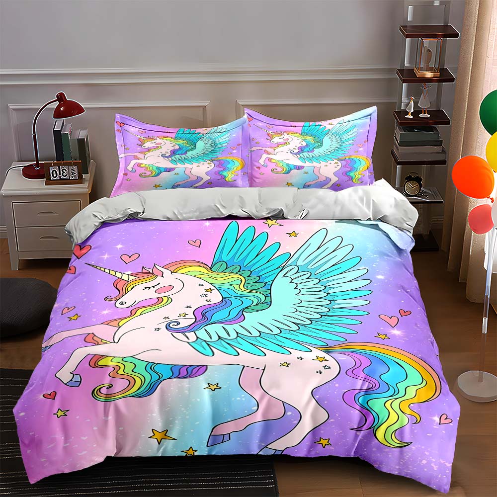 

Rainbow winged Bedding Duvet cover sets Duvet covers Pillowcases, Birthday gifts (1 * Duvet Cover 2 * Pillowcases, without duvet insert) 135x200cm