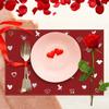 4/6pcs Set Valentine'S Day Red Background with White Hearts And Love Pattern Placemats Suitable for Home Kitchen, Dining Room, Party