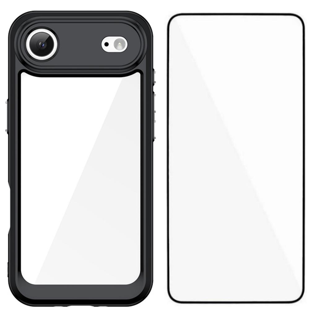 For iPhone 17 Air Back Cover WANLONFENG XC Series TPU Acrylic Phone Case with Tempered Glass Film