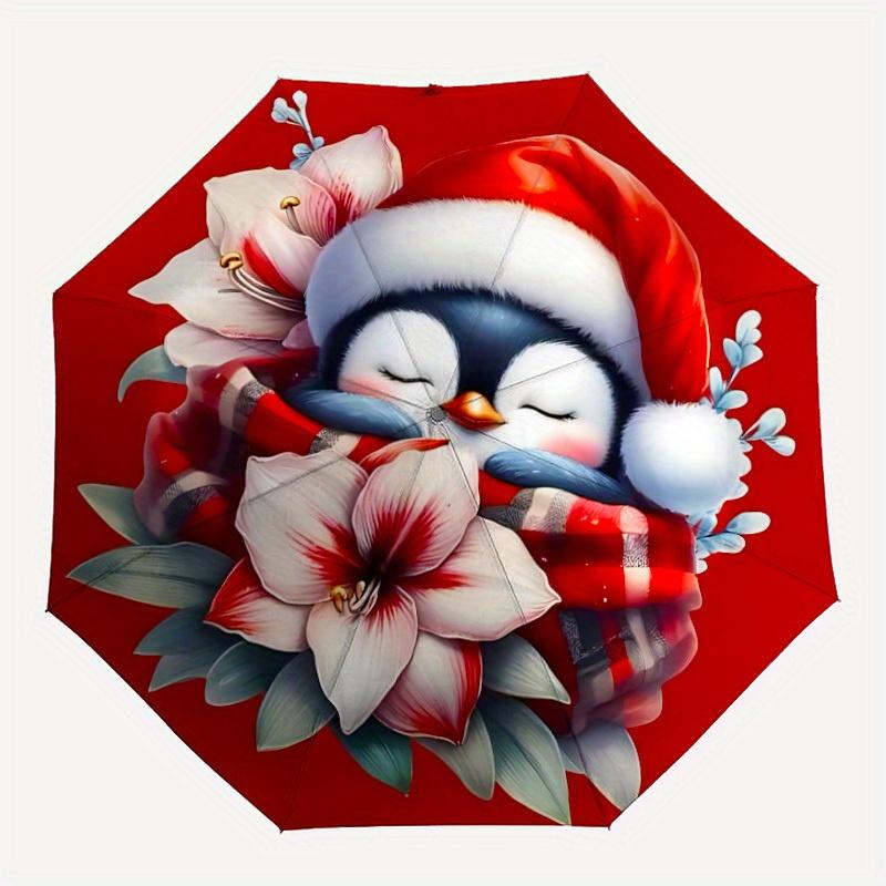 

1pc Christmas Penguin Umbrella - 8-Rib Automatic Open/Close, Fashionable Compact Umbrella for Outdoor Adventures yy250813190