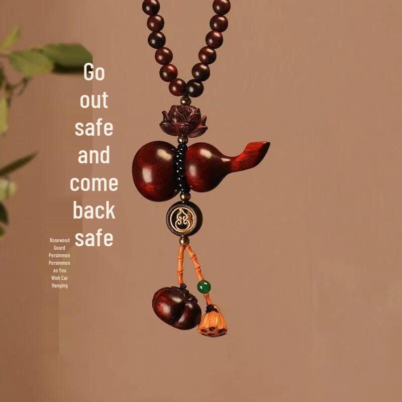 Red Sandalwood Ping An Kou Car Pendant - High-End Rearview Mirror Ornament for Men and Women
