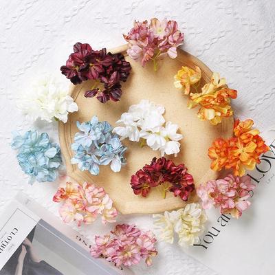 Burnt Edge Artificial Hydrangea Flowers: Silk DIY Ancient Style Hanfu Headwear Accessories
