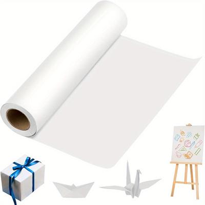 Bílý balicí papír 15" × 393" umělecký řemeslný papír Balení do role pro dárky Malování Kreslení, bílý stavební papír