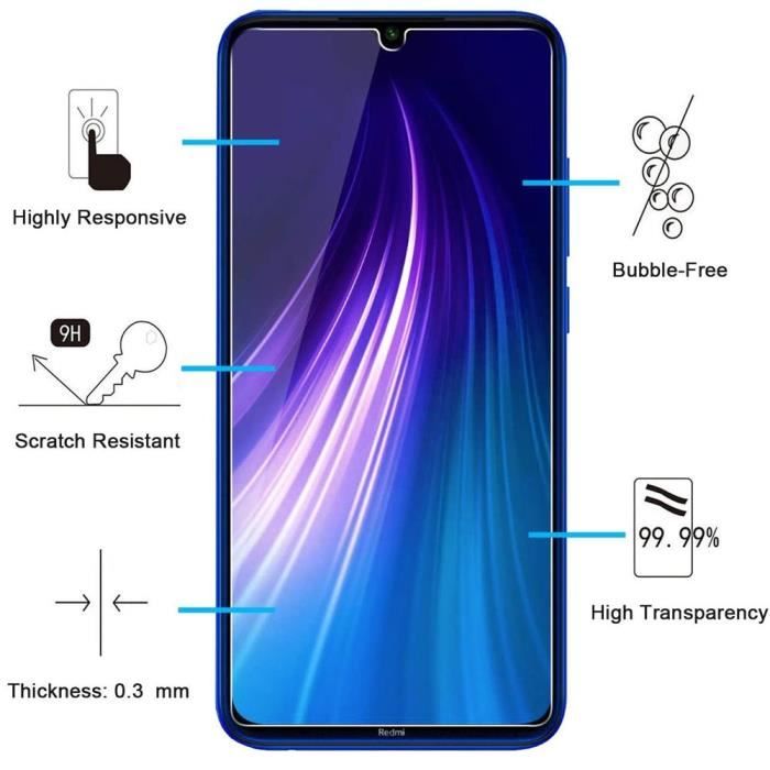 Film de protection - E.F.CONNECTION - Redmi Note 8 - Verre trempé - Anti rayures - Pack de 3