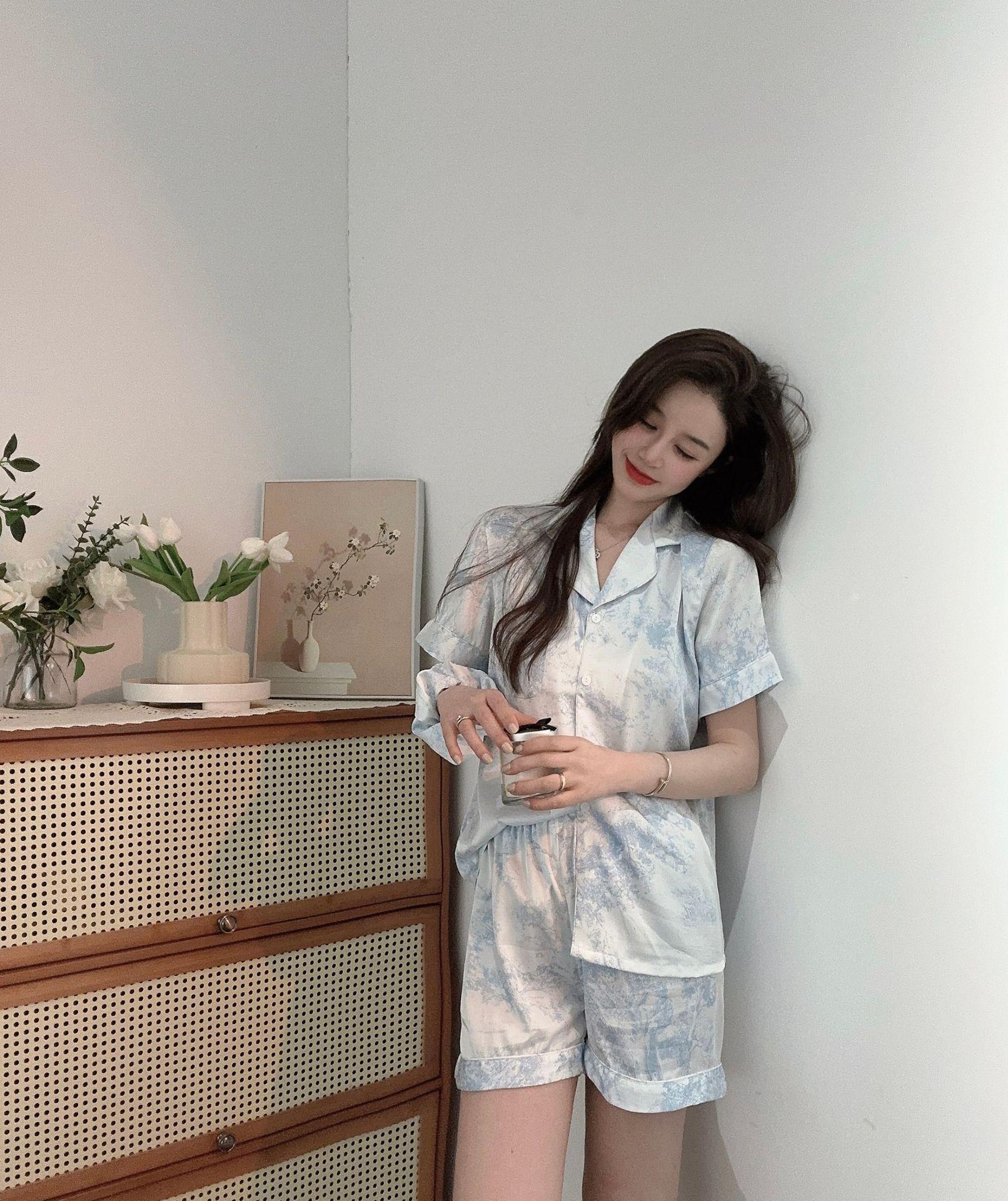 

Женский пижамный комплект с длинным рукавом с принтом «Джунгли» и резинкой для волос - Осенне-весенняя коллекция Large