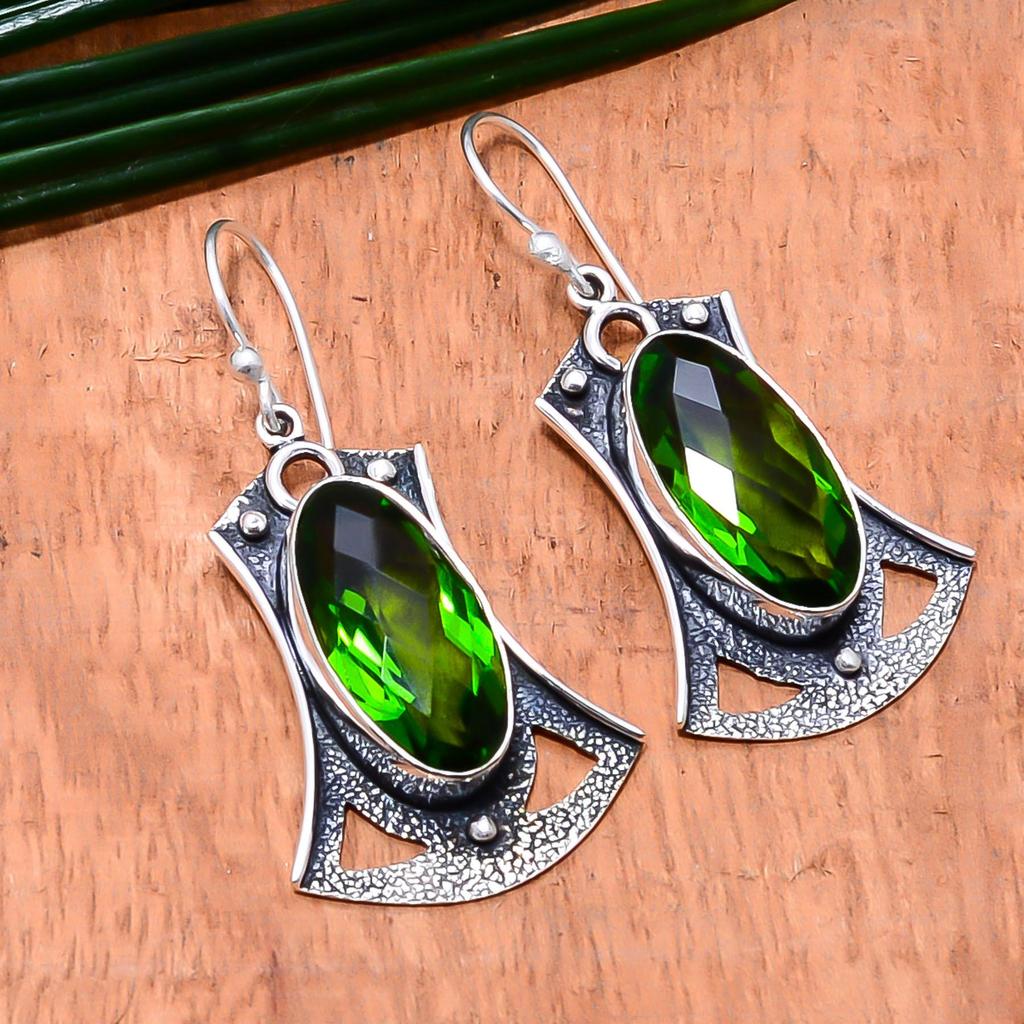 Peridot Gemstone Handmade Solid 925 Solid Sterling Silver Jewelry Anniversary Earrings For Her