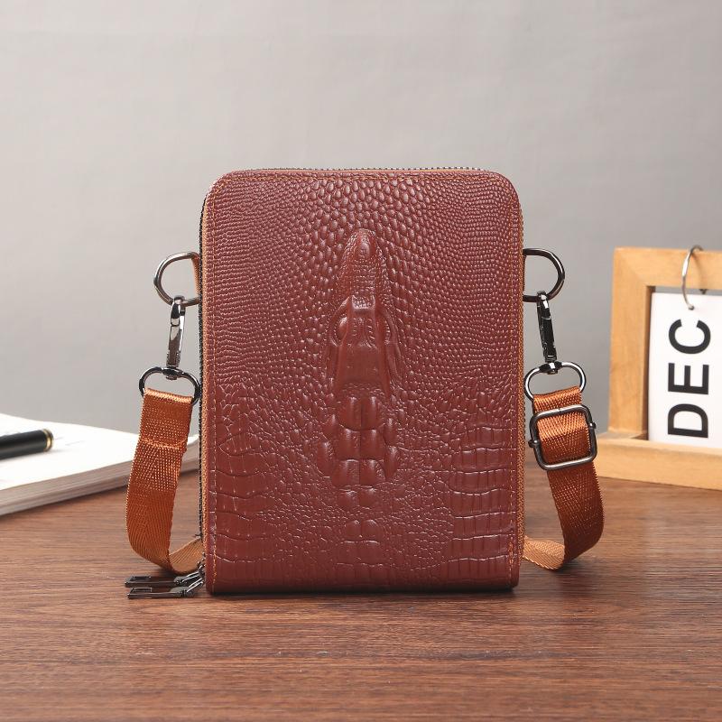 Fashion Men's Crossbody Bags New Crocodile Texture Shoulder Bags Fashion Small Zipper Cell Phone Bags Male Business Handbags