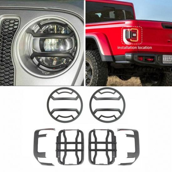 Front Headlight Taillight Guards Cover Protector Trim For Jeep Gladiator JT 20+