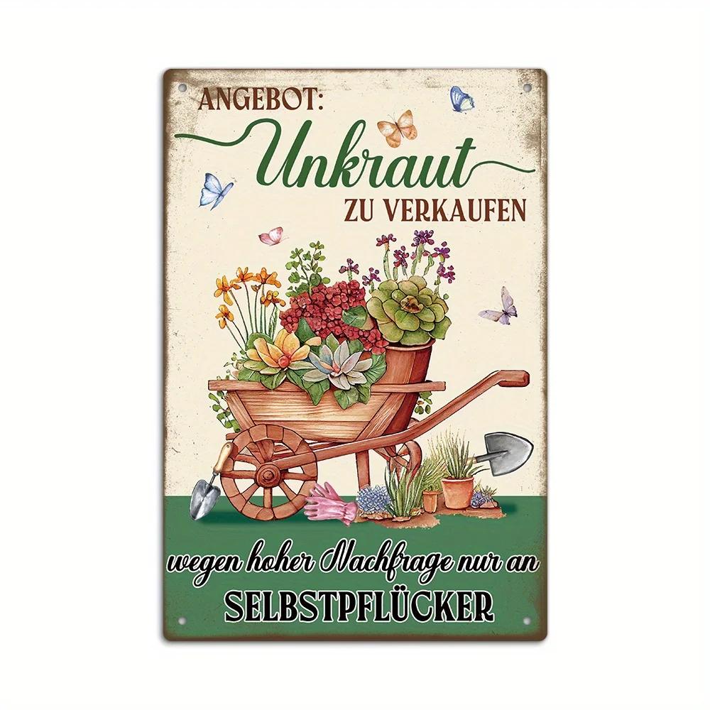 

Vintage German Metal Tin Sign - ANGEBOT: Unkiaut ZU VERKAUFEN Wall Art, Decor for Home Farmhouse Garden, Gift Idea 20x30cm（7.8x11.8inch）