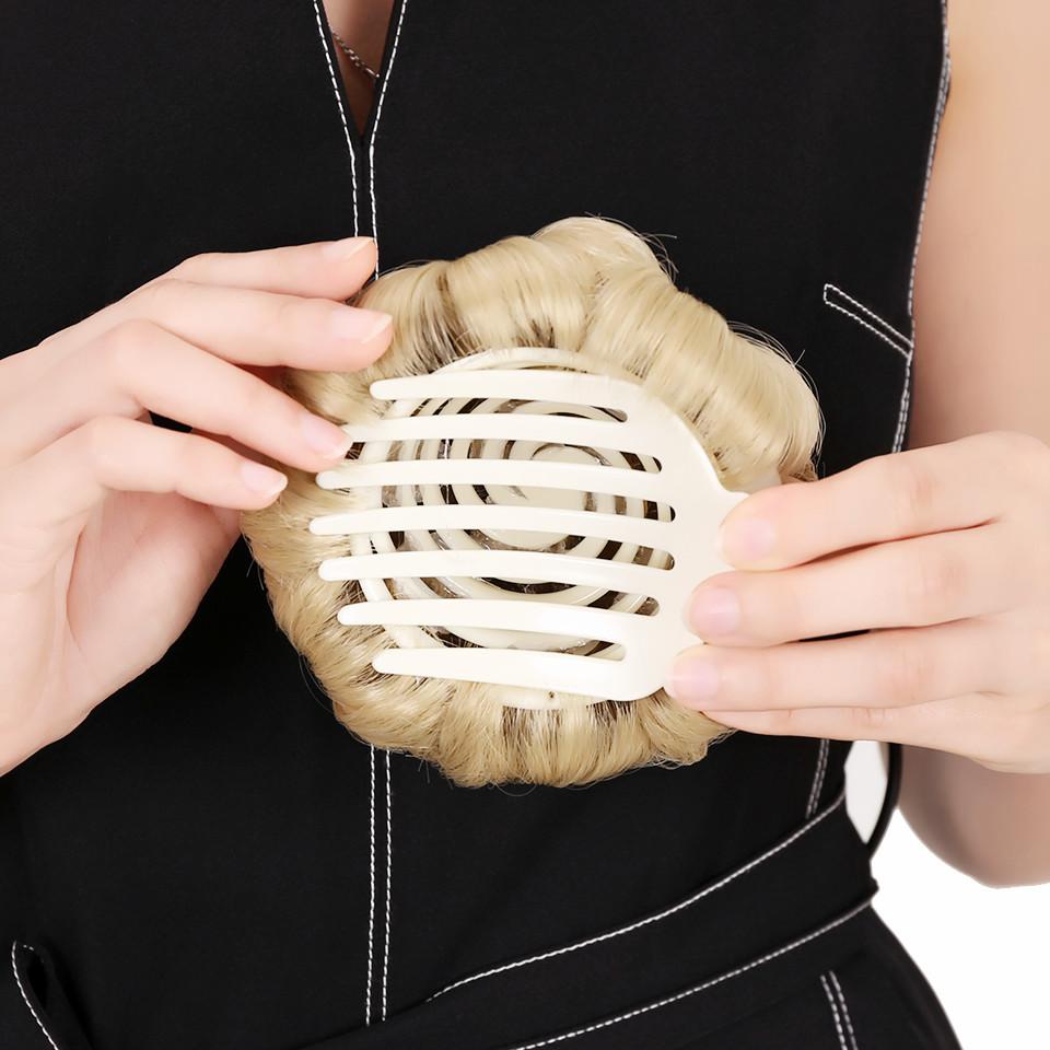 Curly Chignon Bun Hairpiece for Women 9 Flowers Roller Clip In Fake Hair Accessories High Temperature Fiber Headwear KTB