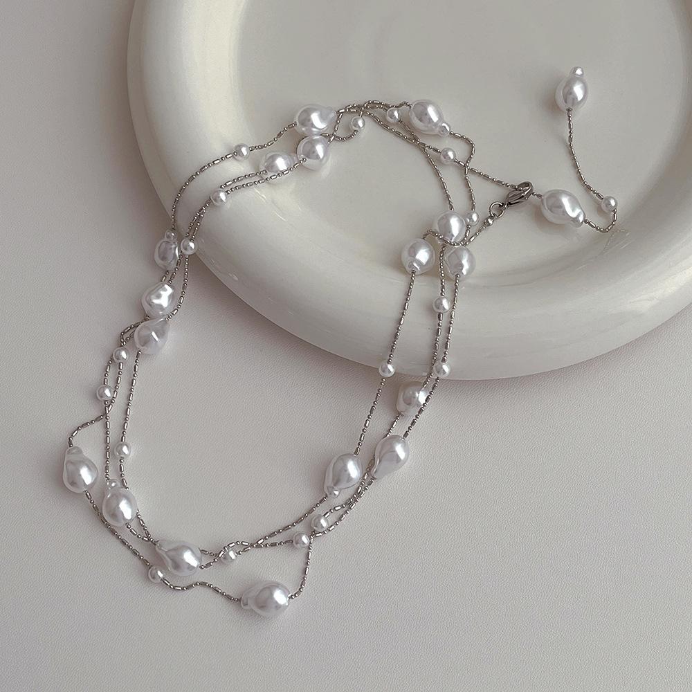Elegant Baroque Pearl Long Necklace – Versatile, Light Luxury Clavicle Chain for Women