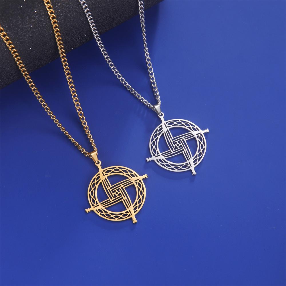 My Shape Heilige Brigida Kreuz Anhänger Halsketten für Damen Herren Edelstahl Traditionelles Keltisches Irisches Kreuz Amulett Schmuck Geschenk