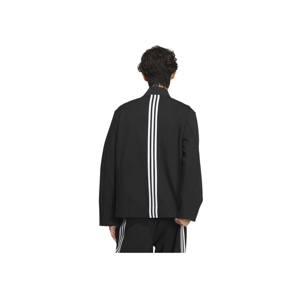 Adidas Classic Striped Button Casual Jacket Unisex Tops Black JE1117
