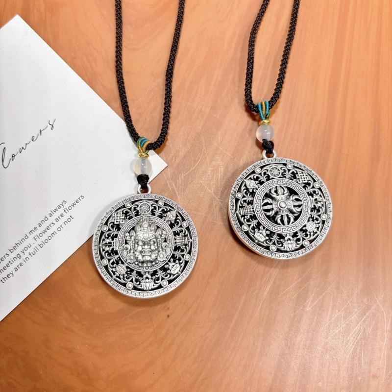 Necklace Gangchu Eight Treasures Compass Men's Retro Tibetan Style Yellow God of Wealth Pendant Pendant