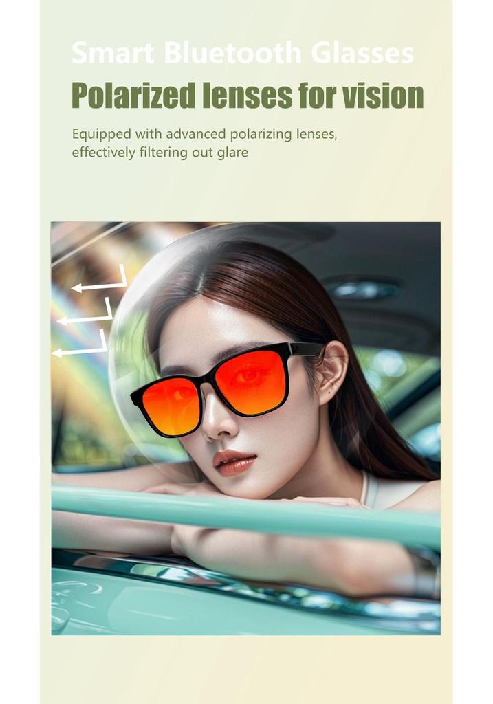 Bluetooth Smart Sunglasses with Music, Calls, Navigation, UV400 Protection, and Polarized Replaceable Lenses