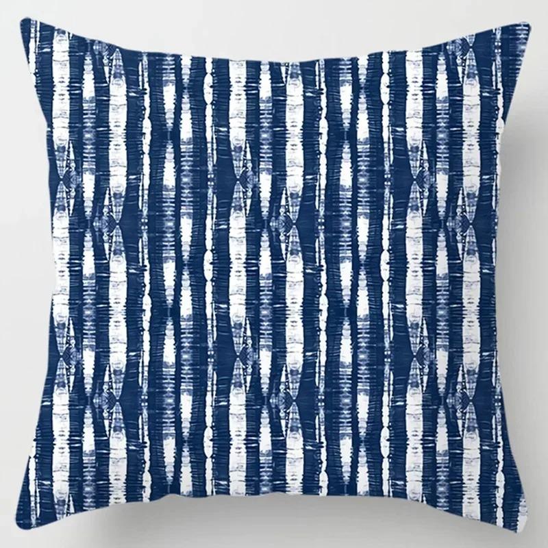Modern Simple Dark Blue Geometric Pillowcase Home Sofa Cushion Cover