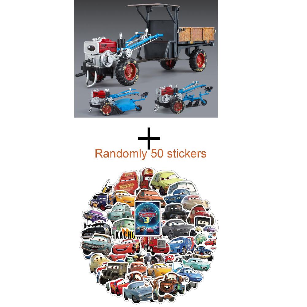 1:24 Agricultural Walking Tractor Toy Model Sound Light Alloy Diecast Retro Variable Engineering Vehicles Collection Gifts