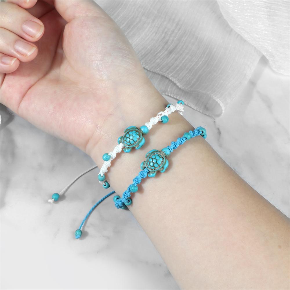 Braccialetti Intrecciati Bohémien in Pietra Naturale da 4 mm Braccialetto Fatto a Mano con Ciondolo Tartaruga Gioielli alla Moda Curativi Regali per Uomini Donne