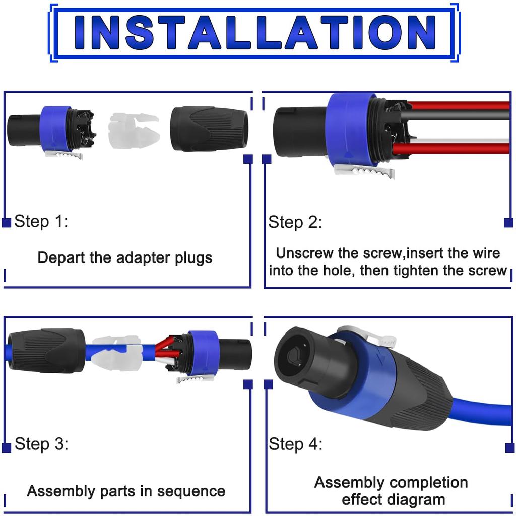 MKBKLLJY 5Pcs SpeakOn Speaker Adapter Speakon - 1/4 Connector 4