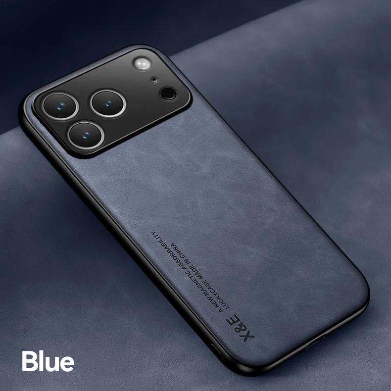 

Кожаный Чехол Для iPhone 17 Pro Max 16 15 14 13 12 11 Pro Max 16e Чехол С Металлической Пластиной Поддержка Автомобильный Держатель Чехол Capa Fundas iPhone Air