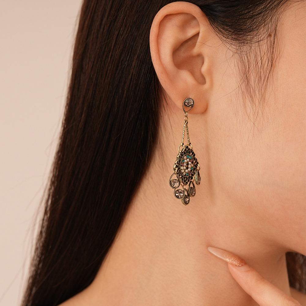 Bohemia Style Ethnic Style Tassel Earrings Hollow Water Drop Earrings Pendant  Lady Gifts