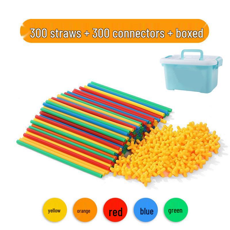 Children's Handmade Interlocking Straw Block House Toy Set