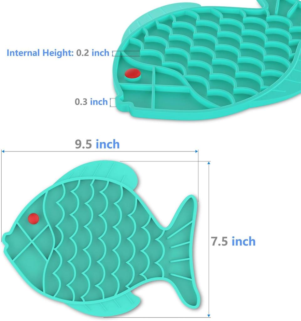 2 Pack Slow Feeder Cat Bowls, Fish-Shaped Silicone Puzzle Kitten Puppy Dog Feeders Non-Slip Design Lick Mat for Healthy Eatting