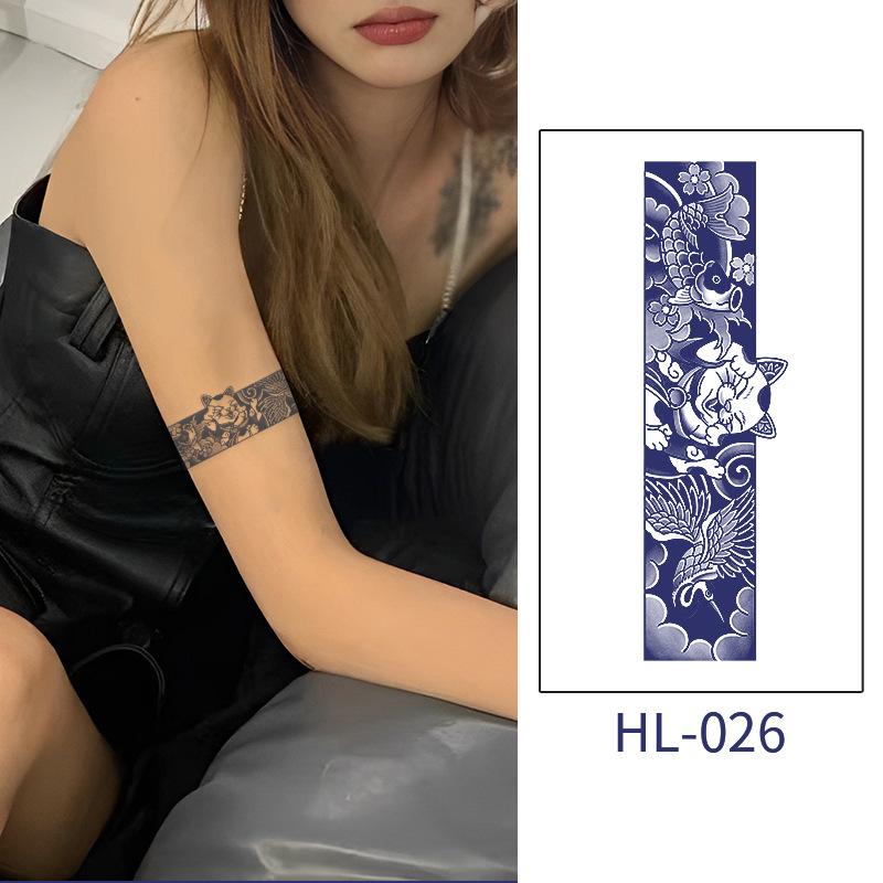 Large Semi-Permanent Waterproof American Style Flower & Plant Arm Tattoo Sticker for Men