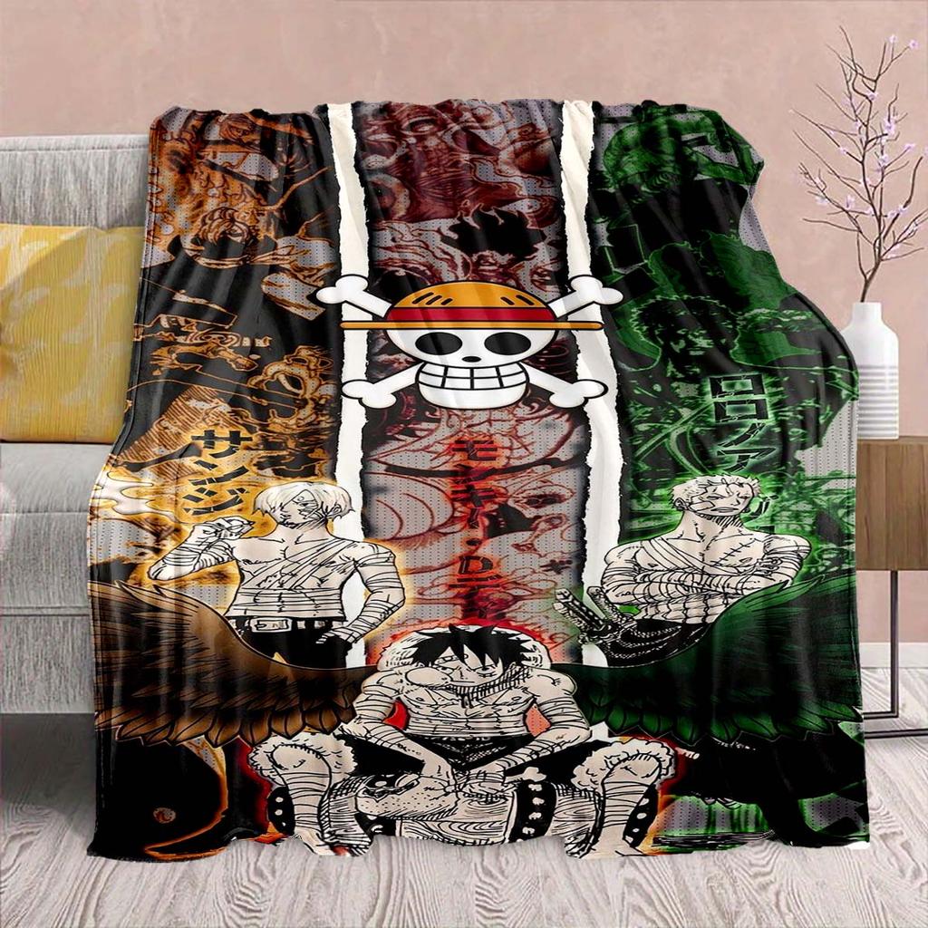 Manta de Franela del Anime One Piece - Suave Cálida Perfecta para Sofá, Ropa de Cama Camping Viaje Oficina Decoración del Hogar -QJY