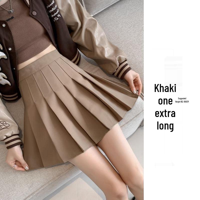New 2024 Women's High Waist Black Pleated A-line Skirt - Short, Slimming, Summer to Autumn Style