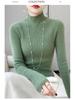 Women’s 2025 Autumn/Winter Pure Wool Sweater, Half-High Neck, Ribbed, Slim-Fit, Figure-Flattering with Cashmere Inner Layer